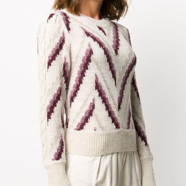 

women wool sweater o neck geometric striped pattern knitted female 2021 autumn winter casual pullover women's sweaters, White;black