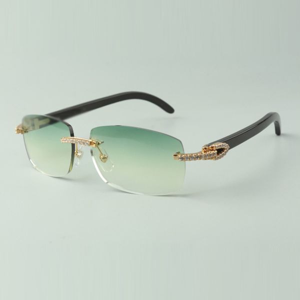 

direct sales medium diamond sunglasses 3524026 with black buffalo horn temples designer glasses, size: 56-18-140 mm, White;black