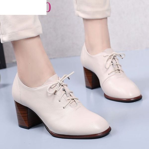 

sandals genuine leather shoes women pumps high heels lace up ladies spring thick heel vcnd, Black