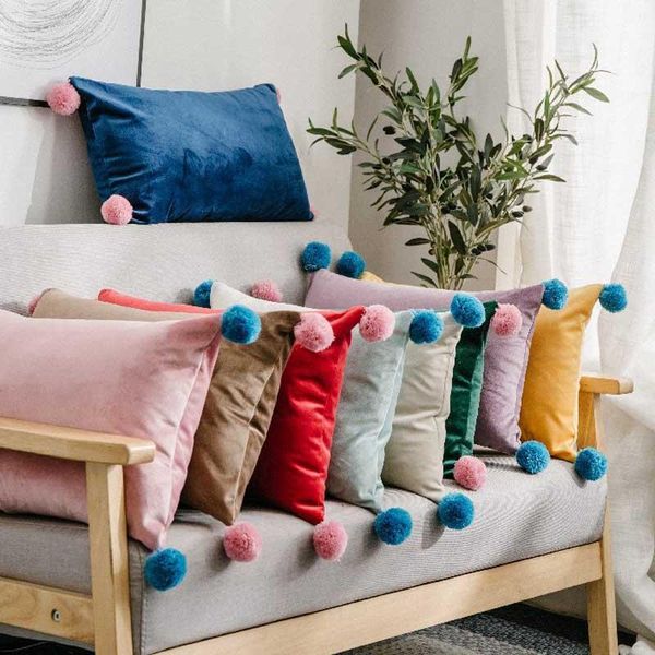 

cushion/decorative pillow nodic style green sofa throw cushion decorative home decor velvet pillowcase luxury cushions 30x50cm