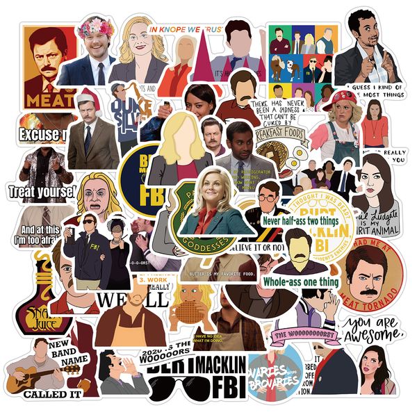 

50 pcs mixed parks and recreation graffiti skateboard stickers for car lapfridge helmet pad bicycle bike motorcycle ps4 book guitar pvc deca