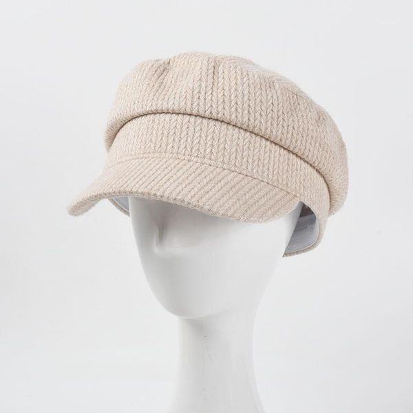 

berets hat women autumn and winter wool octagonal cap japanese solid color leisure flat duck tongue british navy, Blue;gray