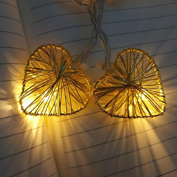 

strings 1.5m 10 led metal love heart shape fairy string light battery powered outdoor christmas wedding party garland
