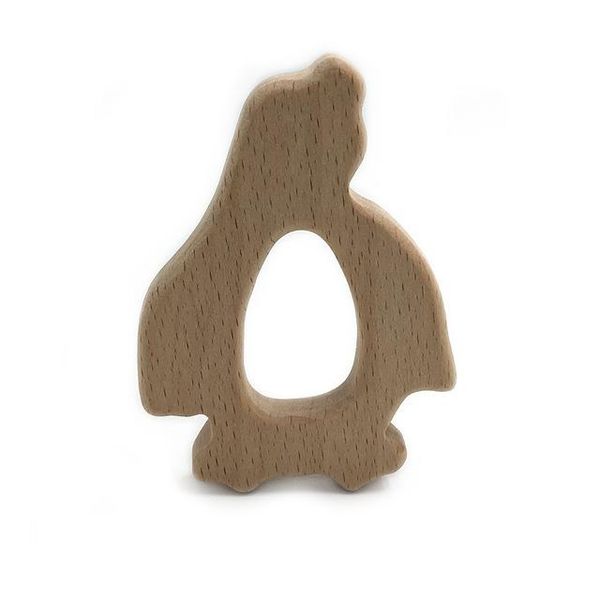 Hölzerner Beißring für Babys, Kinder, handgefertigt, Buche, Zahnen, Tierschleifen, Halter, Stillspielzeug, kindersicher, DIY-Holz über 1