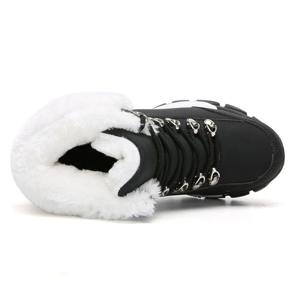 

boots winter women warm snow waterproof ankle white shoes platform, Black