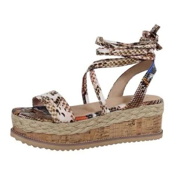 

big size 35-43 fashion wholesale snake print sandals open toe platform gladiator women summer shoes woman drop, Black