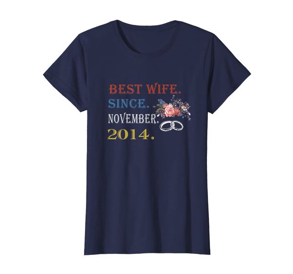 

womens 5th wedding anniversary gift epic wife since november 2014 t-shirt, White;black