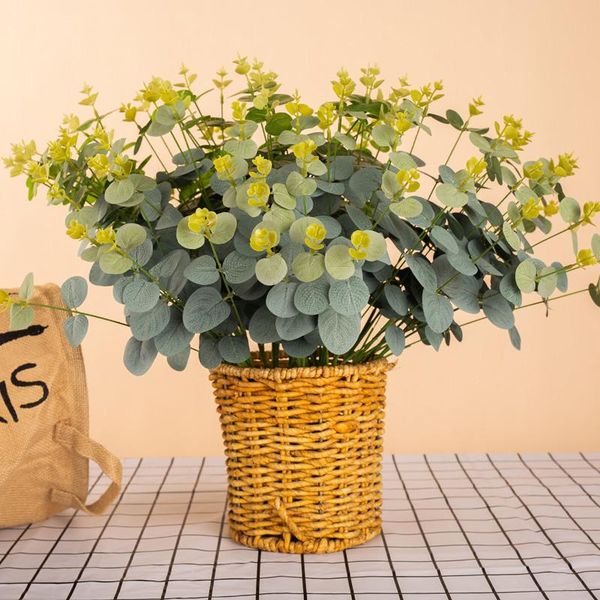 

decorative flowers & wreaths 16 branch eucalyptus home wedding road guide artificial flower plant money leaf bunch decoration diy