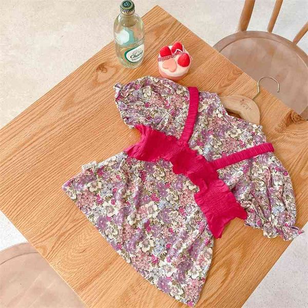 

summer arrival girls fashion floral 2 pieces suit vest kids clothes 210528, White