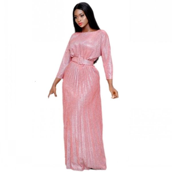 

dresses african for new selling popular colorful bronzing women party o-neck younger girl long dress, Black;gray