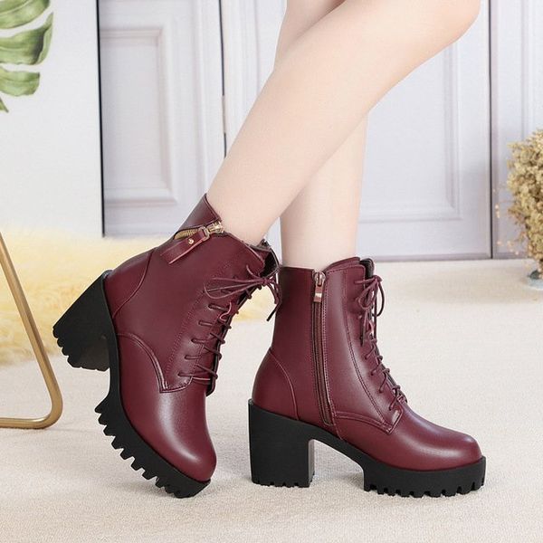 

women ankle boots 2021 new genuine leather women boots natural wool warm winter naked fashion shoes j977 j7xk# 1, Black