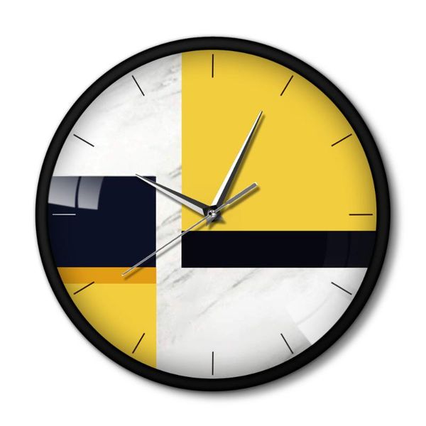 

marble home decor living room wall clock texture silent movement watch nordic style round modern design clocks