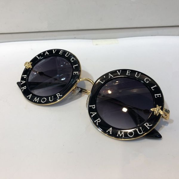 

0113 sunglasses for women fashion round summer style black gold frame with bees 0113s sunglasses uv 400 lens come with case, White;black