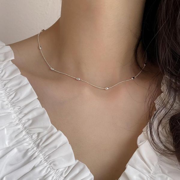 

chokers real 925 sterling silver geometric round choker necklace for fashion women minimalist fine jewelry cute accessories gift, Golden;silver