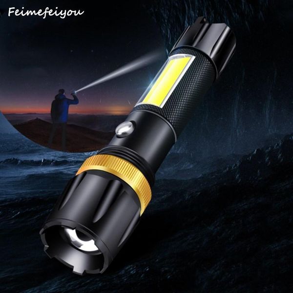 

strong light rechargeable super bright multi-function outdoor waterproof portable long-range mini zoom home flashlights torch torches