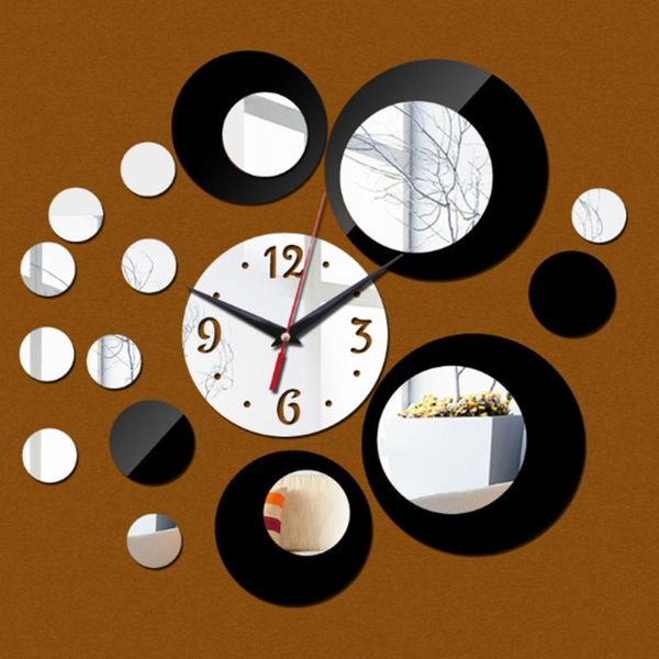 

wall clock circle around 3d watch sticker diy art home decoration living room quartz brief design fashion and modern clocks