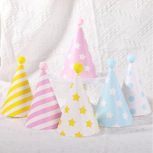 

party hats 5pcs happy birthday polka dot creative children unique paper cap cute diy handmade supplies favors for kids