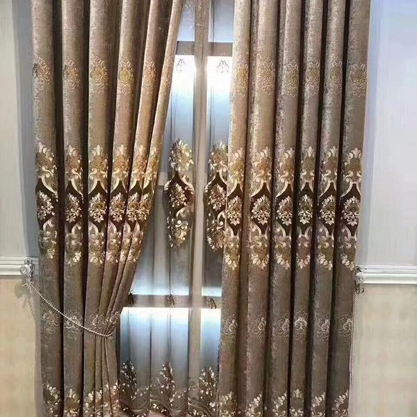 

european luxury curtains for living room bedroom blackout chenille tie rong embroidered curtain & drapes