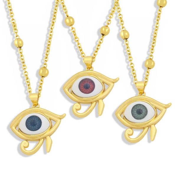 

chains copper resin evil eye necklace for women beads 18k gold plated chain pendant jewelry, Silver