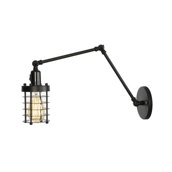 

wall lamp rh style bedside el restaurant project iron frame long arm double section retro black with switch