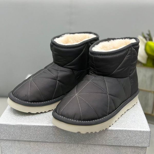 

mid-calf snow boots women luxury designer winter long warm flat shoes woman fashion waterproof female high boots round toe platform, Black