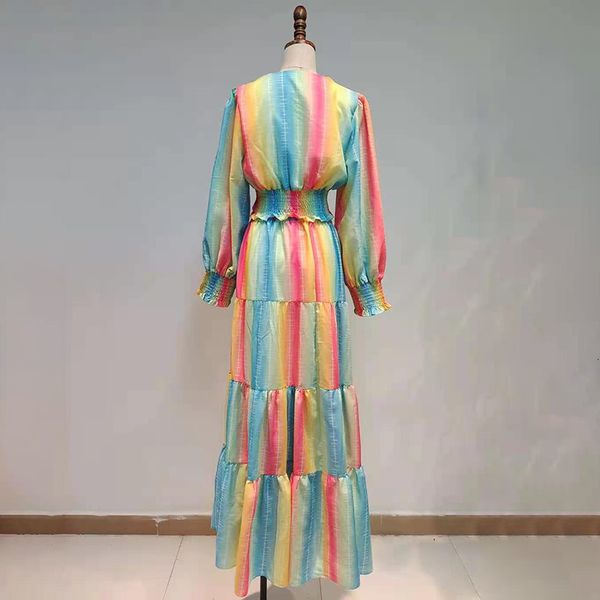 

striped hit color two piece set for women v neck long sleeve shirt high waist maxi skirt elegant sets female 2021, White