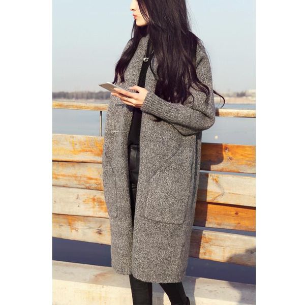 

women's sweaters 2021 autumn and winter clothing fashion knitted sweater long thickened cardigan jacket 5125, White;black