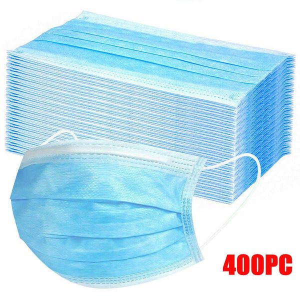 

400pcs blue disposable face mask 3ply earloop dustproof masks mascarillas halloween cosplay non-woven mondkapje