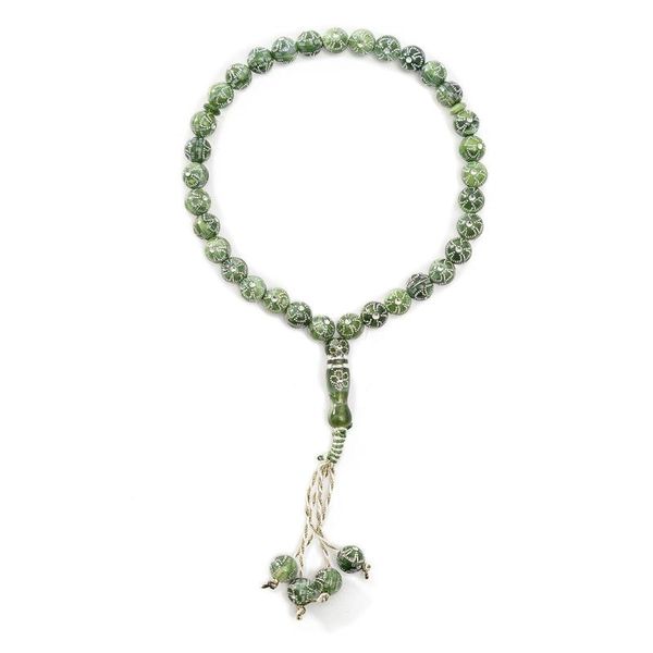 

pendant necklaces muslim tasbih 33 rosary beads islam prayer dhikr misbaha islamic ramadan gift 10mm bead with rhinestone decor 6 colors, Silver