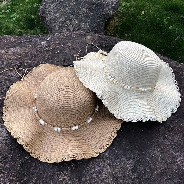 

arrival summer ladies sun hat outdoor shade flower straw sunscreen beach foldable sandal wide brim hats, Blue;gray