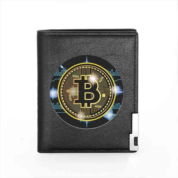 

cryptocurrency bitcoin design printing leather wallet credit card holder short purse, Red;black