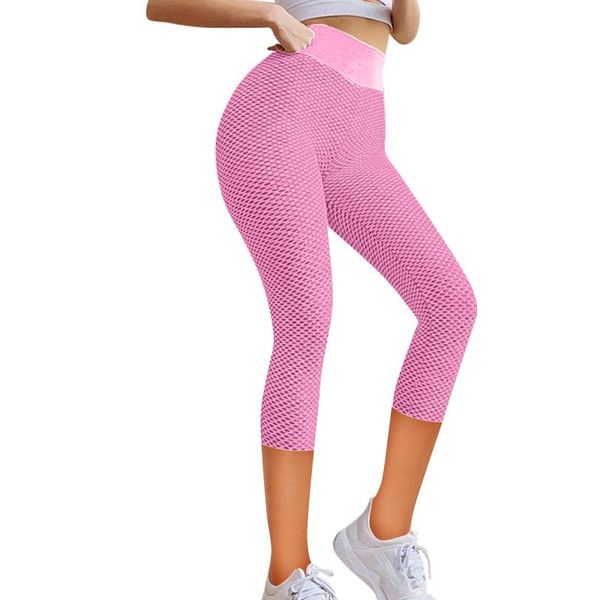 

women's leggings stretch bubble buactive pants pockets strethcy fitness high waist peach hips gym, Black