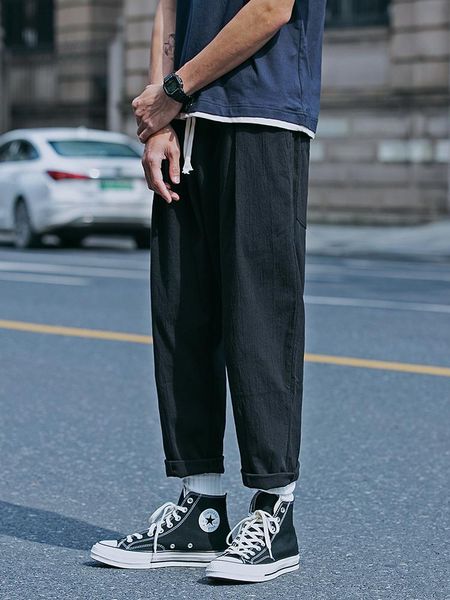 

men's pants spring autumn streetwear straight fashion casual cotton trouser jogger baggy, Black