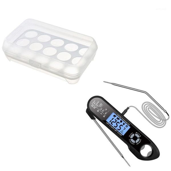 

egg tray for refrigerator,15 eggs holder with lid (white) & digital grilling