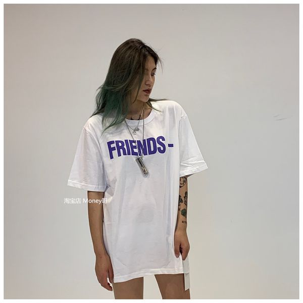 

luxury brand t shirt v and lone short sleeve miami pop guerrillas friends purple big v trendy hip hop t-shirt, White;black