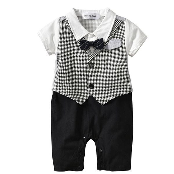 

baby boy jumpsuit romper infant gentleman overalls fake two-piece suit toddler wedding birthday party costume baptism gift jumpsuits, Blue