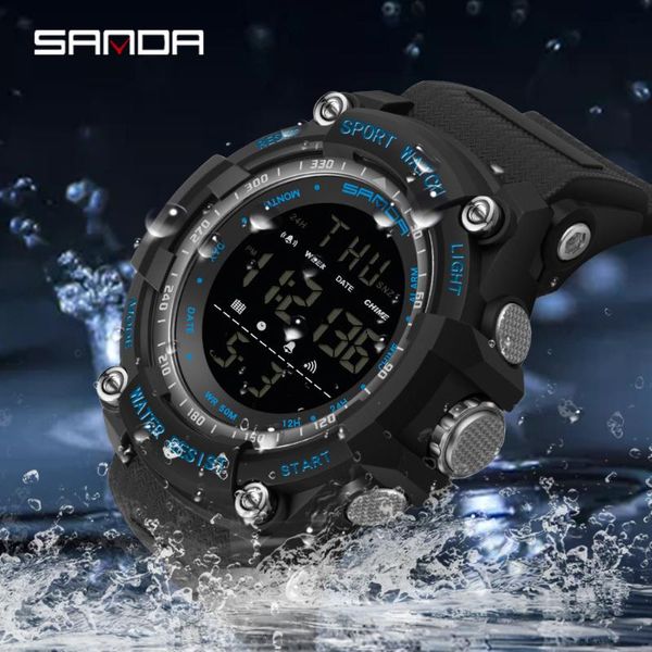 

wristwatches sanda fashion simple sport watch men military watches alarm clock resistant waterproof digital relÃ³gio feminino, Slivery;brown