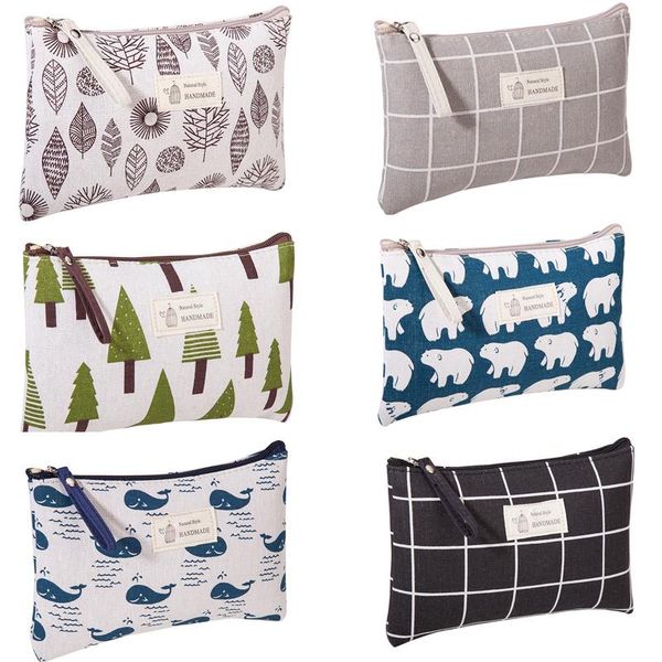 

cosmetic bags & cases women plaid makeup bag cute cosmetics travel lady zipper toiletry pencil purse organizer pouch wallet handbags