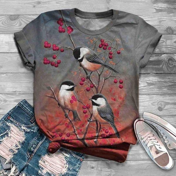 

women's t-shirt 3d printed animal o-neck cotton shirt women casual vintage t-shirts girls short sleeve plus size tee female #t2g, White