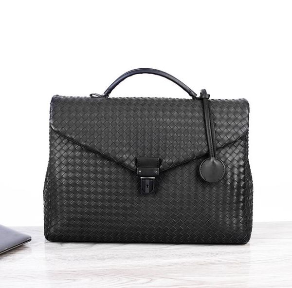 

woven handbag business men bags briefcase casual flip computer messenger bag