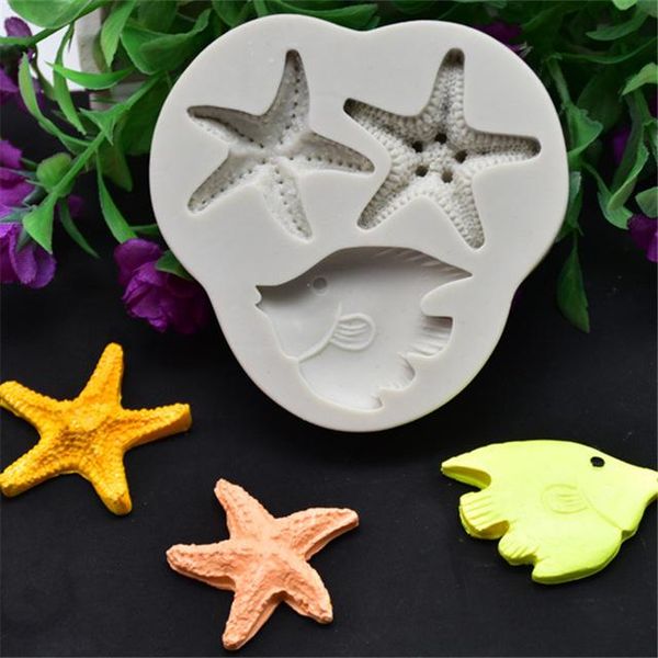 

baking moulds starfish hippocampus ocean series silicone mold fondant mould cake decorating tool chocolate, gumpastes mold, sugarcraft
