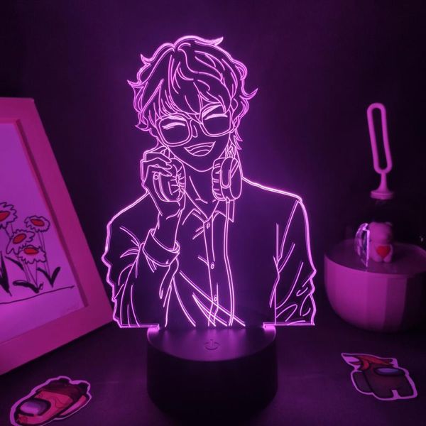 Gece Işıkları Mystic Messenger Oyun Şekil 707 Yedi Luciel 3D Lambalar Arkadaşlar için LED RGB Neon Hediyeler Yatak Odası Masa Renkli Dekor