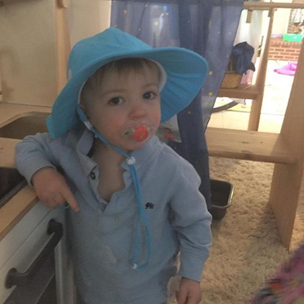 

wide brim hats 1 pcs solid color adjustable toddler bucket comfortable breathable outdoor beach sunscreen caps children fisherman bonnet, Blue;gray