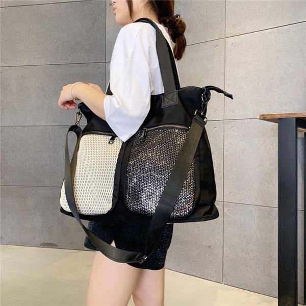 

cross body shoulder bags mesh bag contrasting color leisure big crossbody with detachable strap stitching fashion