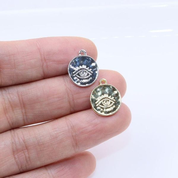

charms eruifa 20pcs 12mm wholesell eveil eye coin zinc alloy necklace earrings fashion jewelry handmade diy pendant 2 colors, Bronze;silver