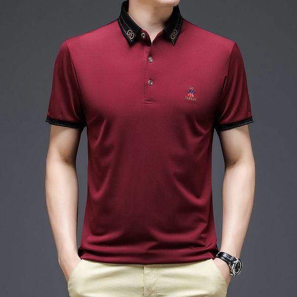 

summer new casual fashion lapel men's solid color polo shirt short-sleeved t-shirt men's business bottoming shirt, White;black