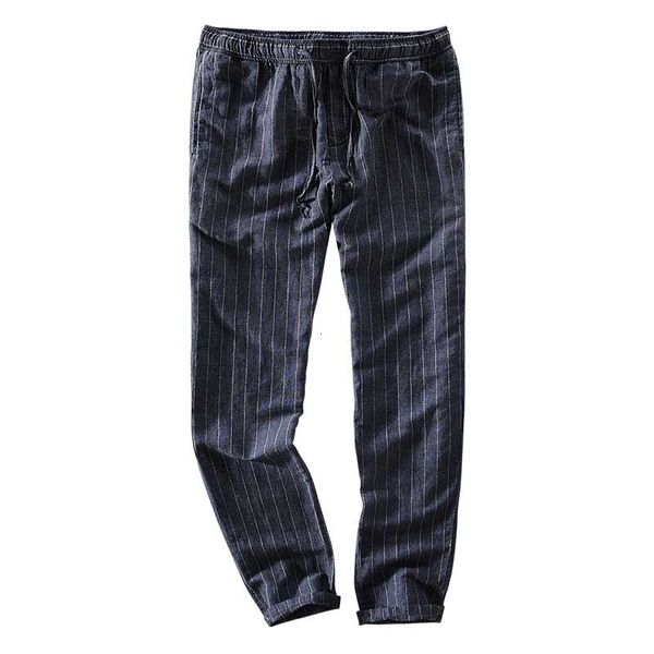 

pants japan style summer stripped linen men casual hip hop harem pants elastic waist loose baggy leisure trousers male joggers, Black