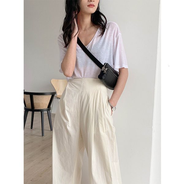 

2021 new multifunctional one color slacks, simple, high waist, leisure, personality design, belt, series in summer z3am, Black;white