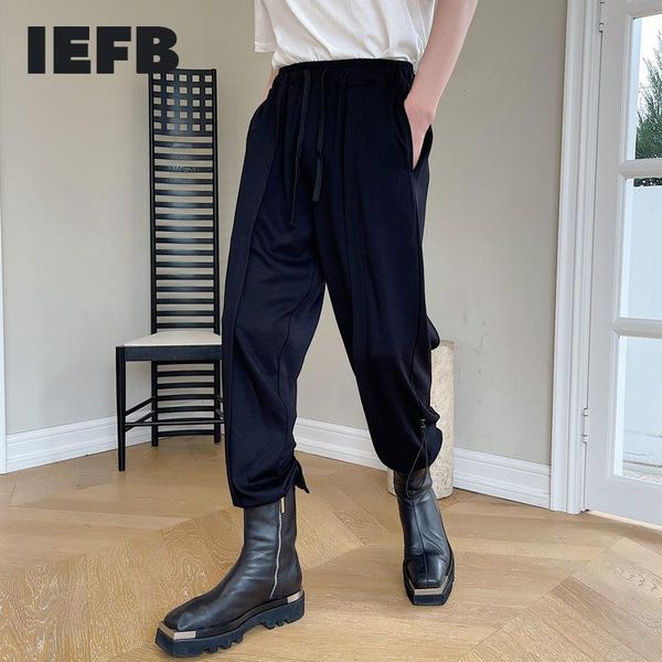 

men's pants iefb drawstring elastic waist causal white for men sportswear loose bandage bottoms sweatpants trousers streetwear 9y7265, Black