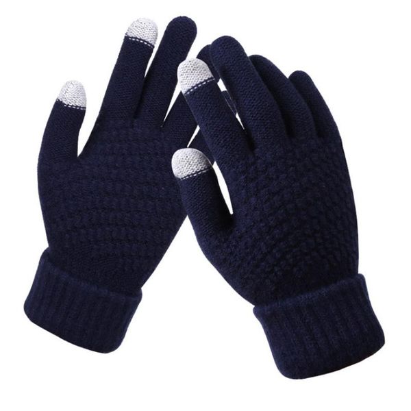 

cycling gloves winter women's knitted touch screen high-quality thicken warm wool cashmere pure color business aut, Black
